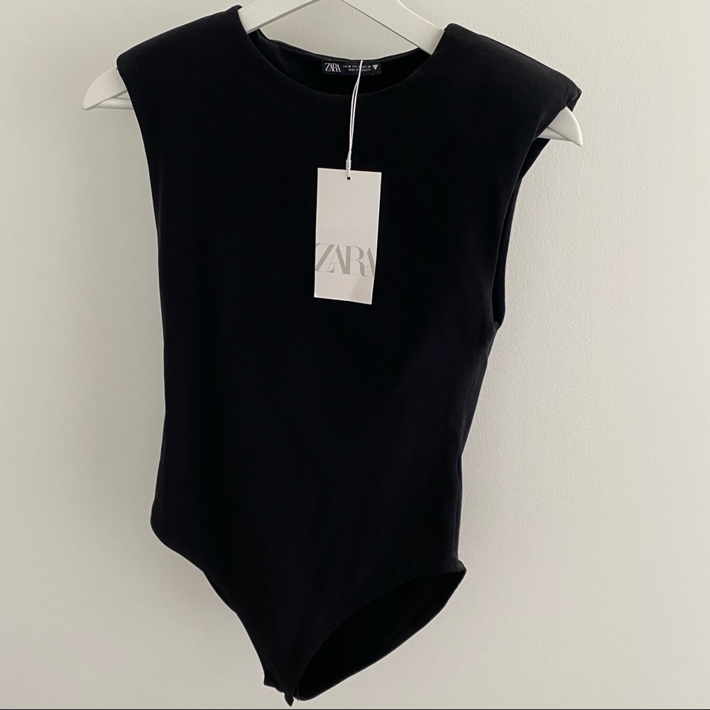 NWT Black Zara Bodysuit with padded shoulders
